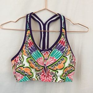 Athleta Sz S Floral Racerback Sports Bra Swim Top